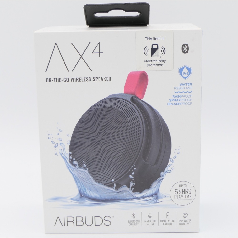 Airbuds AX4 On-The-Go Wireless Speaker Bluetooth IPX4 Black Rechargeable WL15011